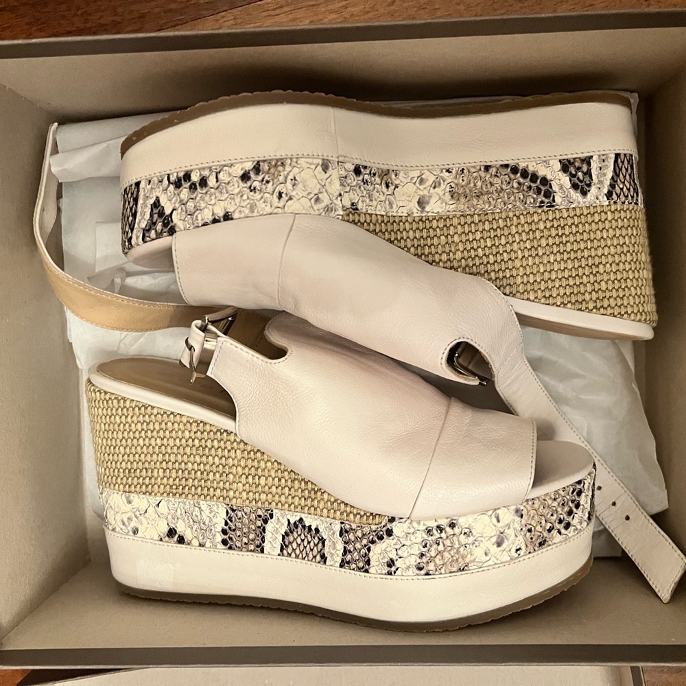 Women's Cream Wedge Sandals